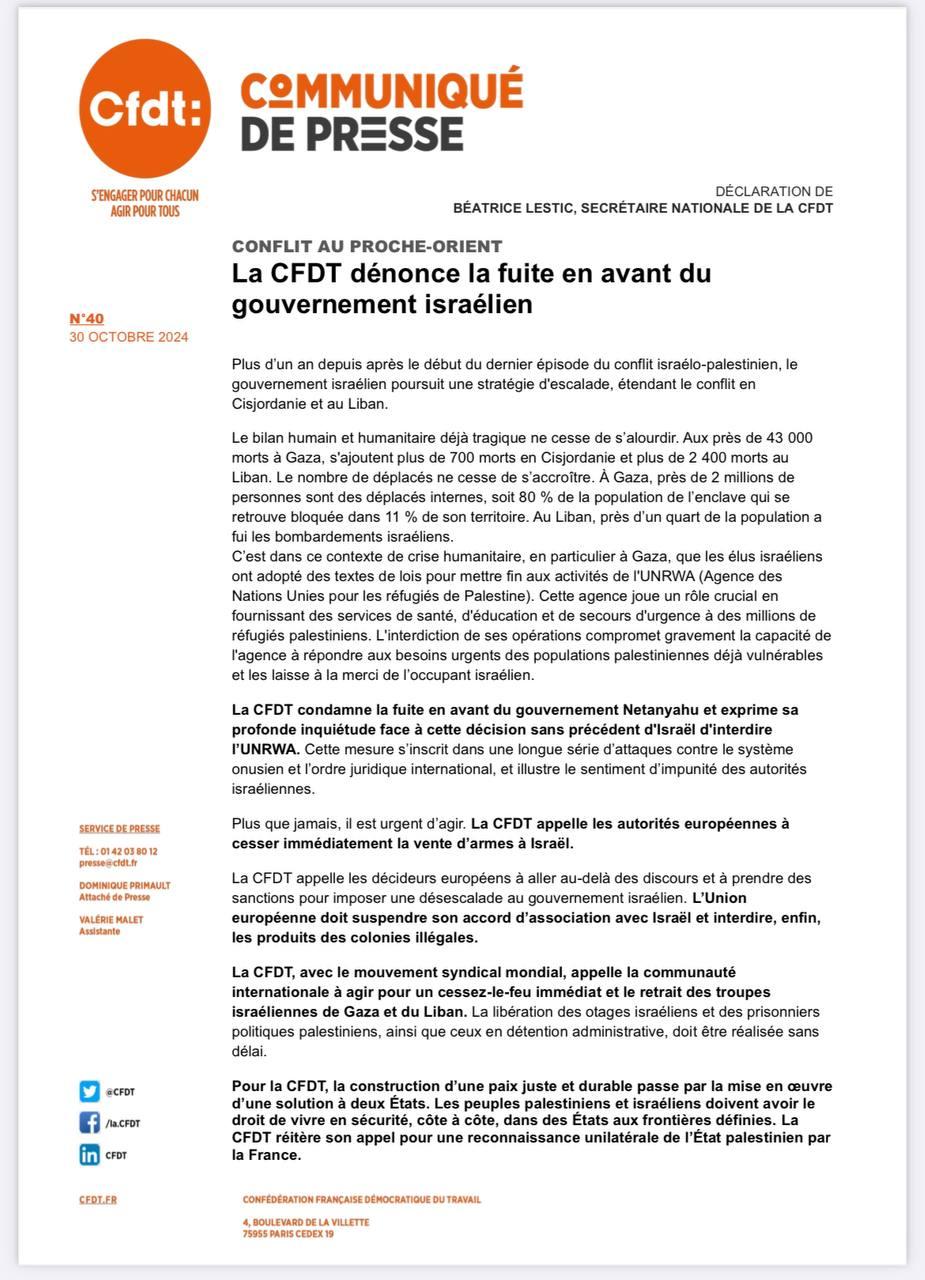 Communique cfdt 7 nov